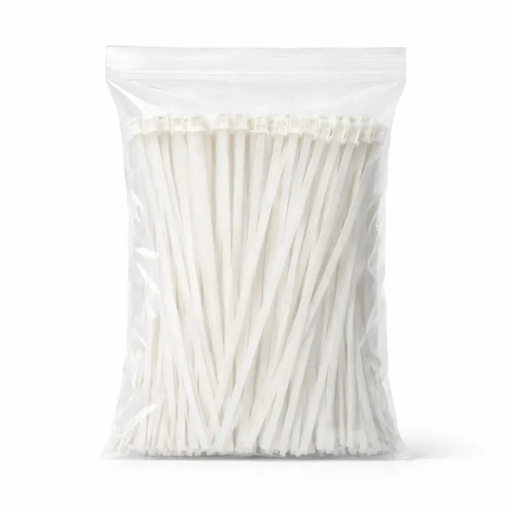 Kunststoffumreifungsbänder 3,6 mm × 20 cm weiß universal outdoor, Packung mit 100 Stück