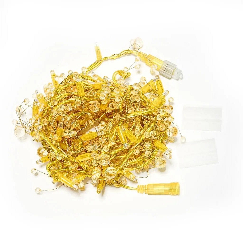 Eco Fix LED-Außenlichterkette 8 m mit FLASH-Kristallen, 80 LEDs, Goldkabel IP44, Verlängerung