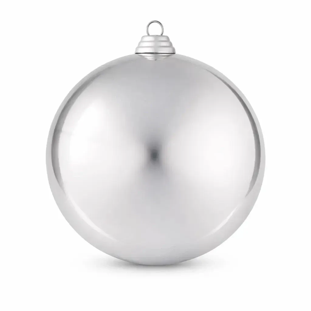 Große Weihnachtskugel 20 cm, silber, glänzend, UV