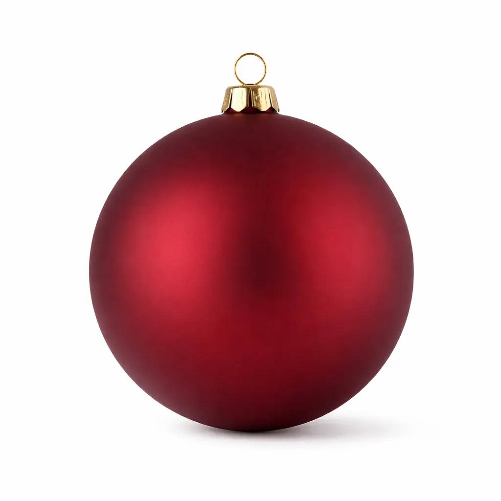 Große Weihnachtskugel 20 cm, burgunderrot matt, Kunststoff