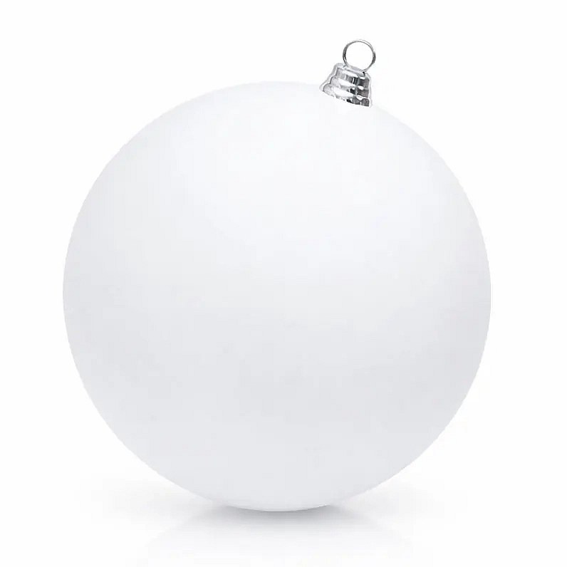 Großer Weihnachtsschmuck weiß matt 30 cm Kunststoffkugel