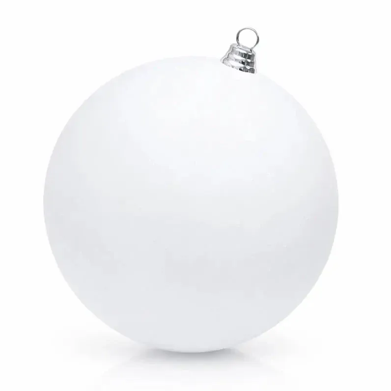Großer Weihnachtsschmuck weiß matt 30 cm Kunststoffkugel