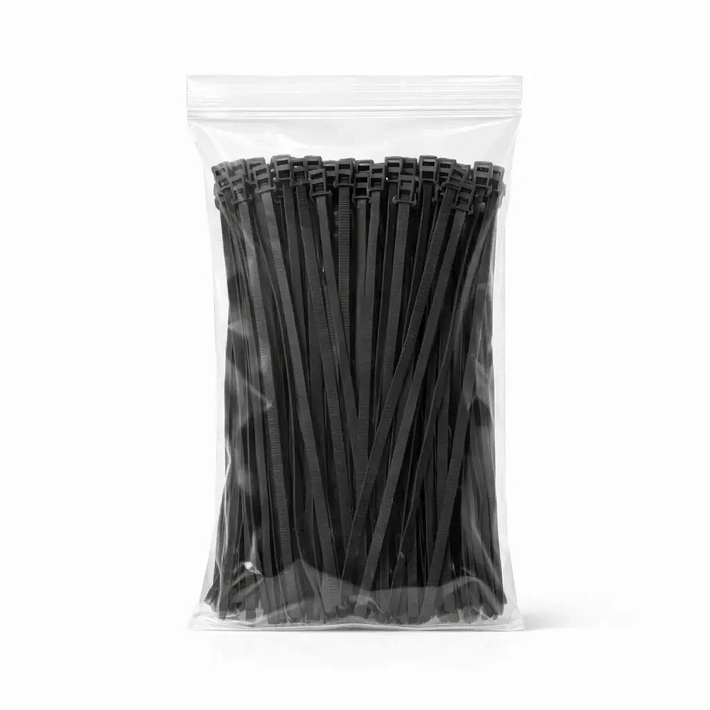 Kunststoffbänder 4 mm × 15 cm schwarz, Packung mit 100 Stück