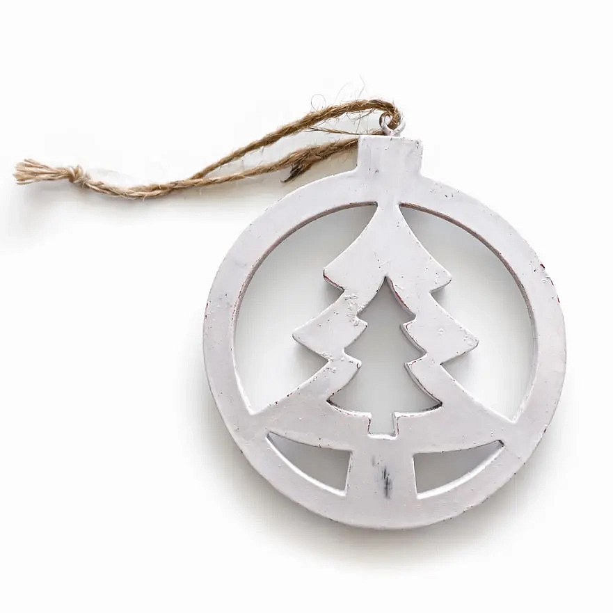 Christbaumschmuck Baum 9,5 cm, Metall mit Patina, zum Aufhängen