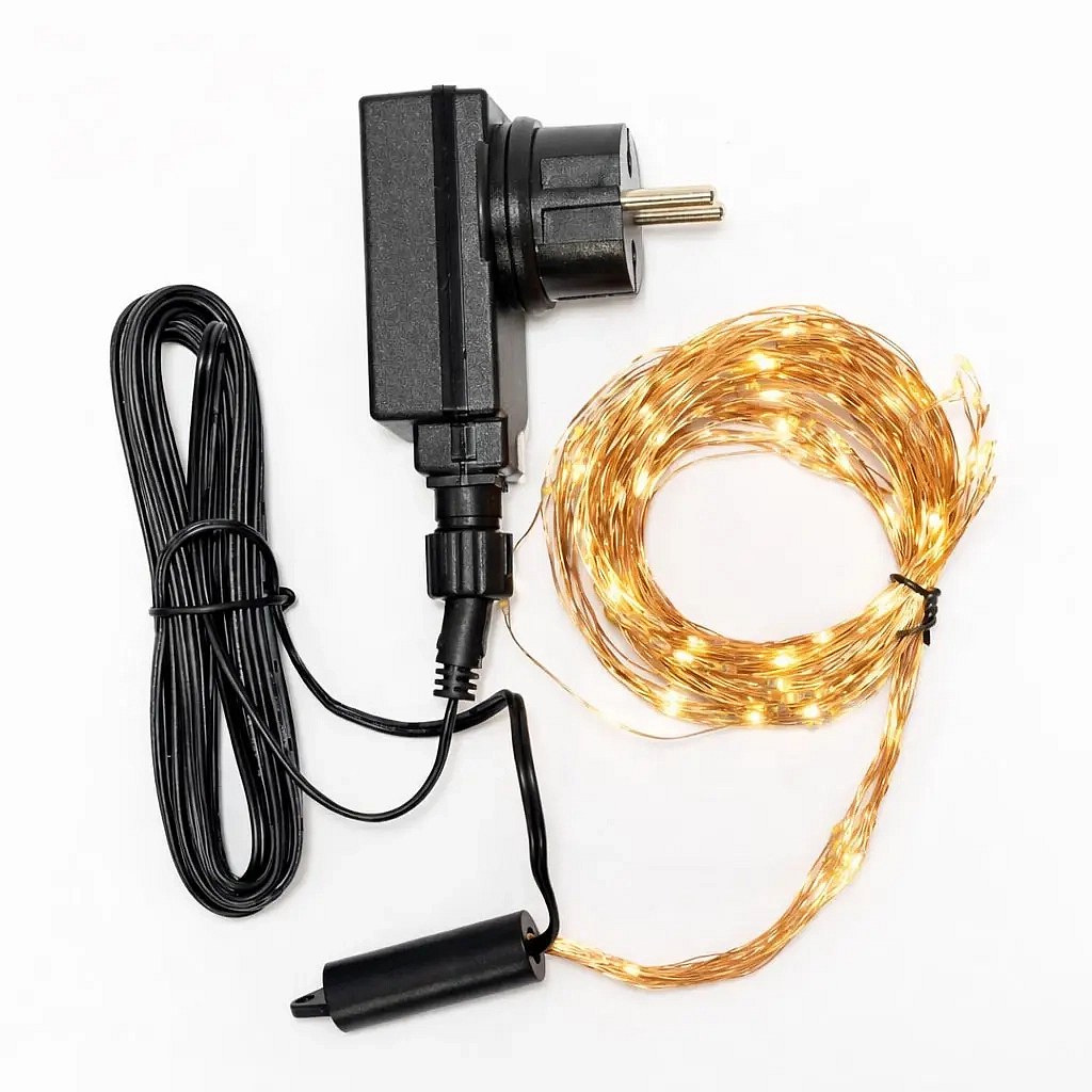 LED-Lichterkette, Tropfenform, 12 Stränge × 1,5 m, für den Außenbereich, warmweiß, 180 LEDs, Kupferkabel, IP44, inkl. Netzteil