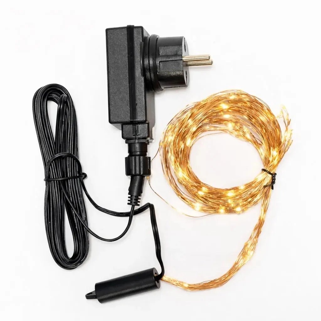 LED-Lichterkette, Tropfenform, 12 Stränge × 1,5 m, für den Außenbereich, warmweiß, 180 LEDs, Kupferkabel, IP44, inkl. Netzteil
