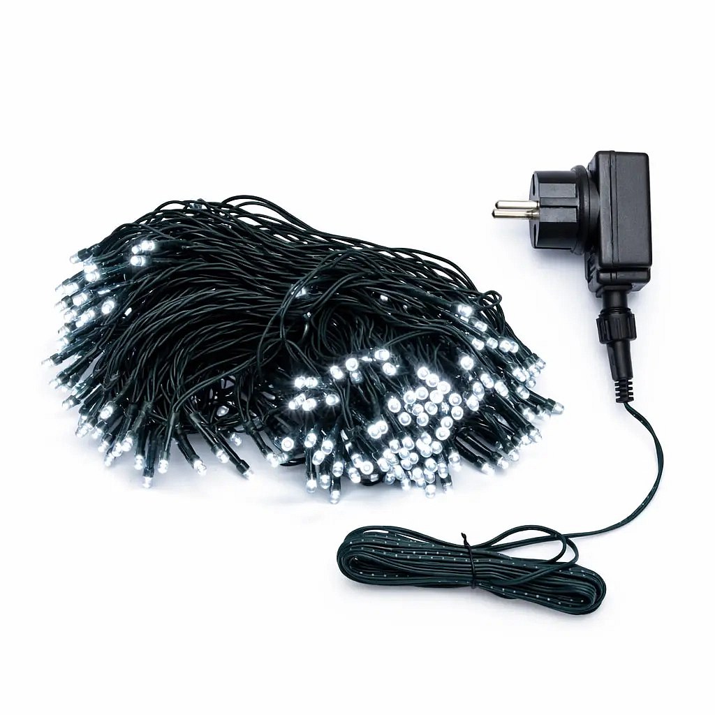 LED-Lichterkette, für den Außenbereich, 20 m, eisweiß, 100 LEDs, schwarzes Kabel, IP44, inkl. Netzteil