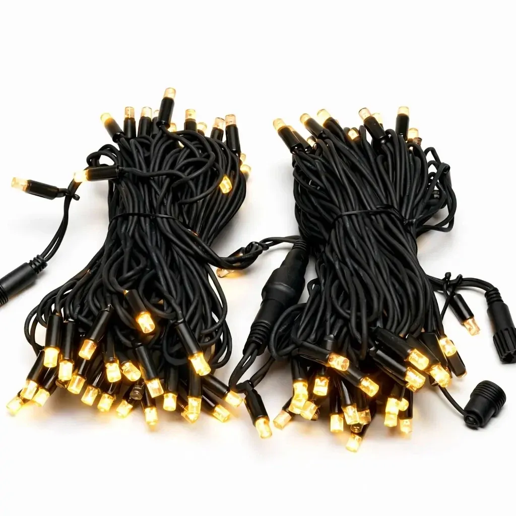 Eco Fix LED-Lichterkette für den Außenbereich, 20 m, warmweiß, 120 LEDs, schwarzes Kabel, IP67, 36 V