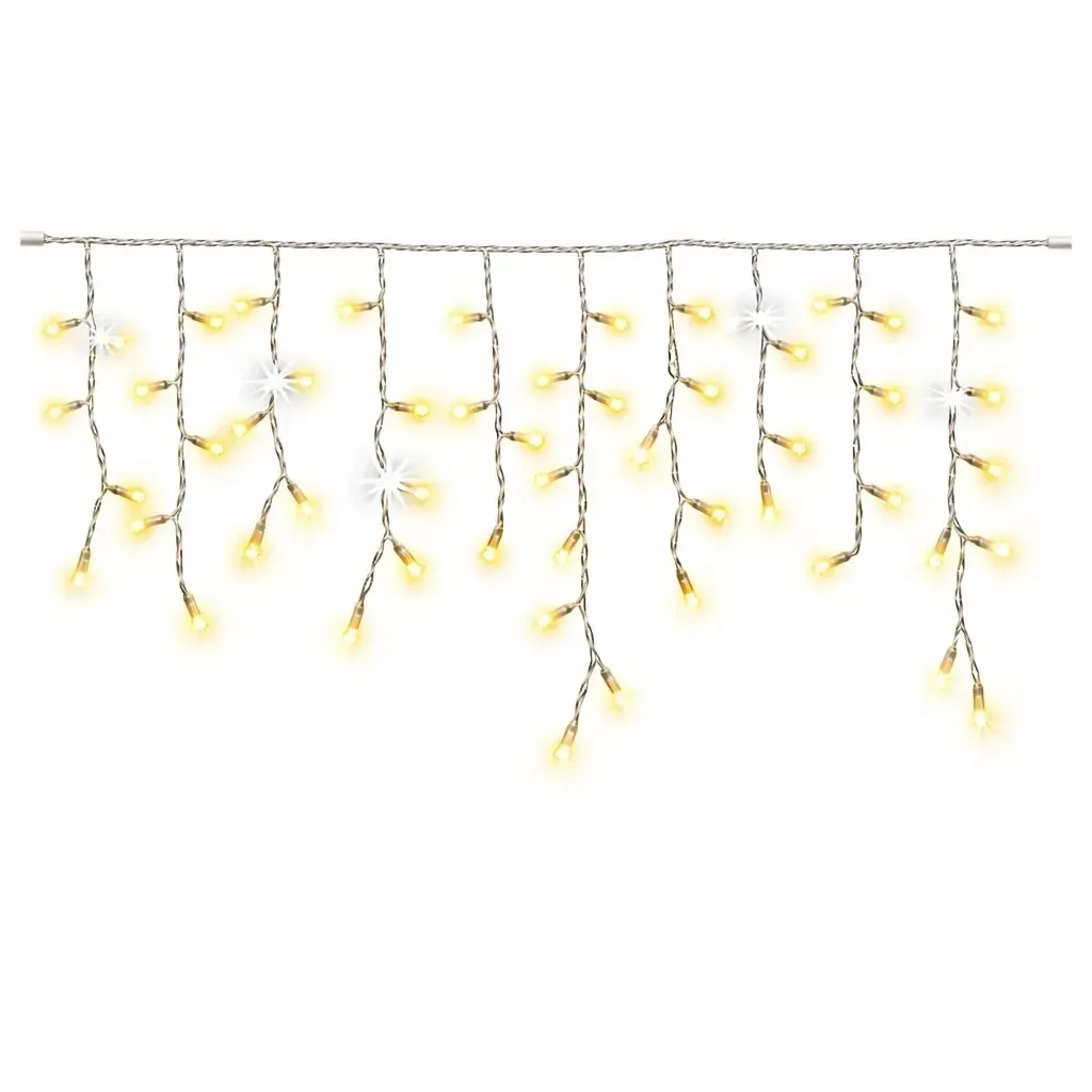 Easy Fix LED-Eiszapfen für den Innenbereich, Leucht-Eiszapfen, 300 × 50 cm, warmweiß mit FLASH, 114 LEDs, transparentes Kabel, IP20, Verlängerungskabel