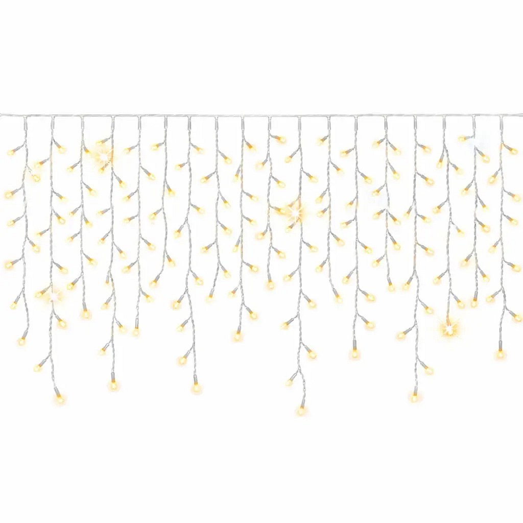 Easy Fix LED-Eiszapfen für den Außenbereich, Leuchtezapfen, 300 × 90 cm, warmweiß mit FLASH, 174 LEDs, weißes Kabel, IP67, Verlängerungskabel