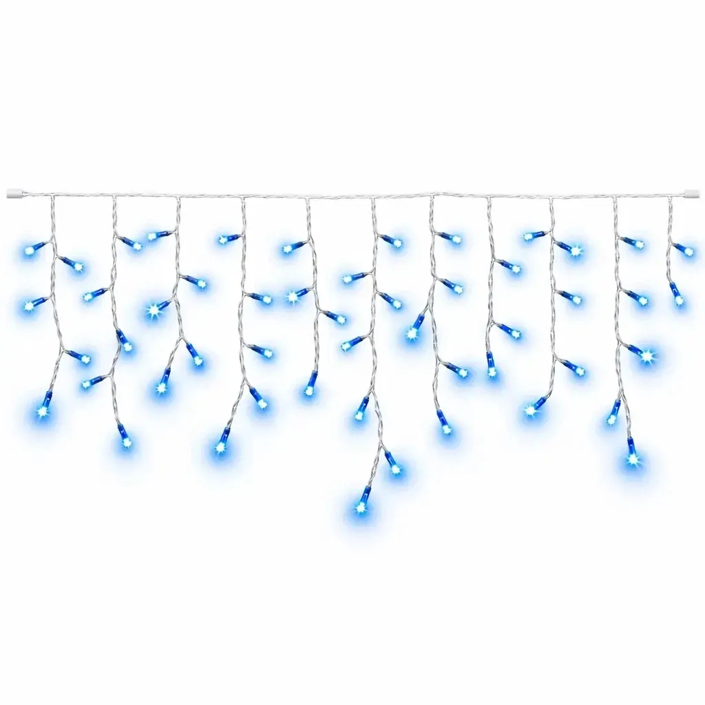 Easy Fix LED-Eiszapfen für den Außenbereich, beleuchtet, 300 × 50 cm, blau, 114 LEDs, weißes Kabel, IP44, Verlängerungskabel