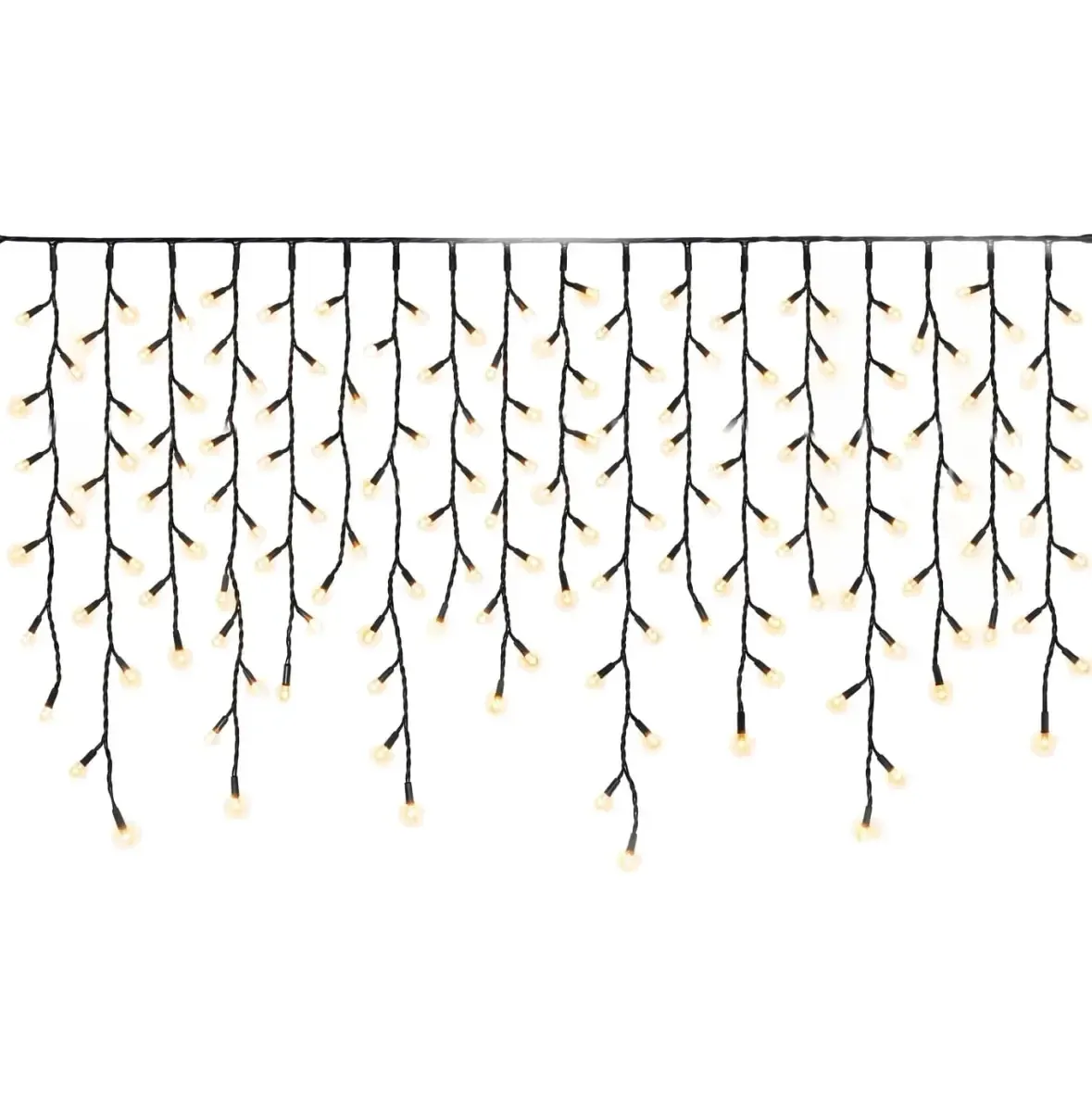 Easy Fix LED-Lichterkette für den Außenbereich, 300 × 90 cm, warmweiß, 174 LEDs, schwarzes Kabel, IP67, Verlängerungskabel