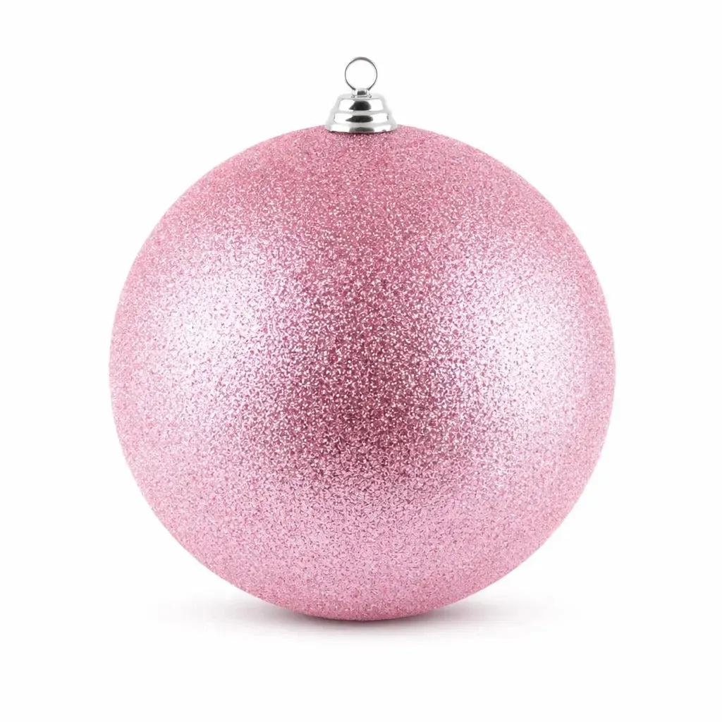 Großer Weihnachtsschmuck rosa Glitzer 30 cm Kunststoffkugel