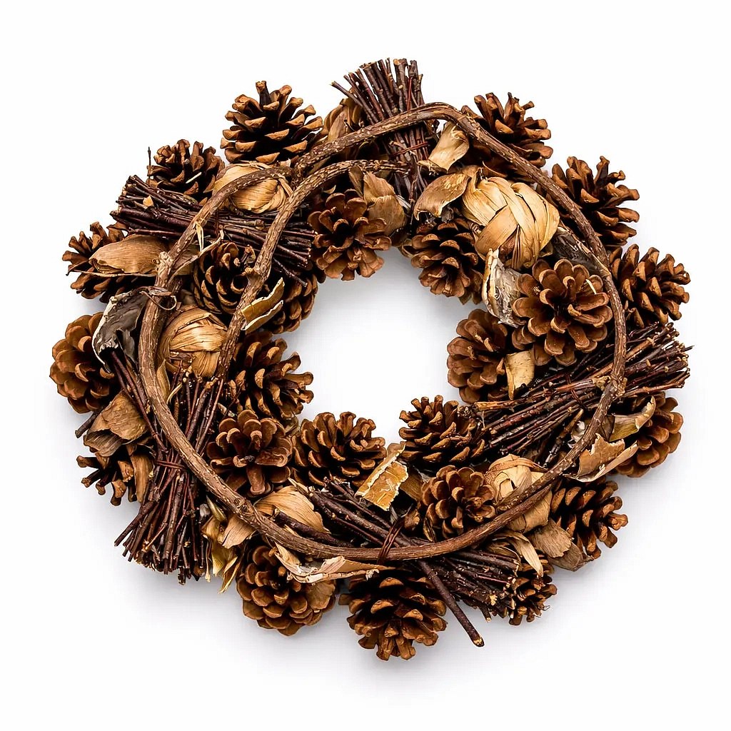 Weihnachtlicher Türkranz aus Tannenzapfen 32 × 32 × 15 cm, natur