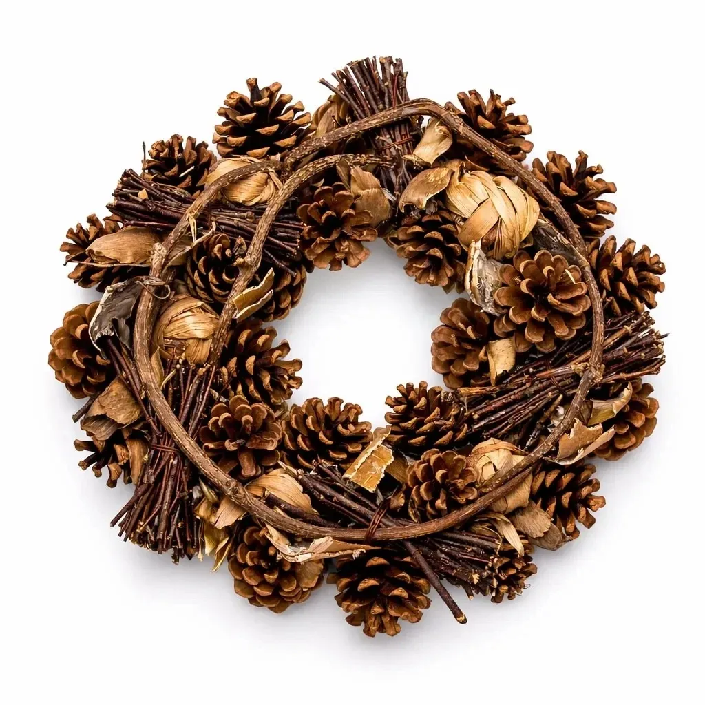 Weihnachtlicher Türkranz aus Tannenzapfen 32 × 32 × 15 cm, natur
