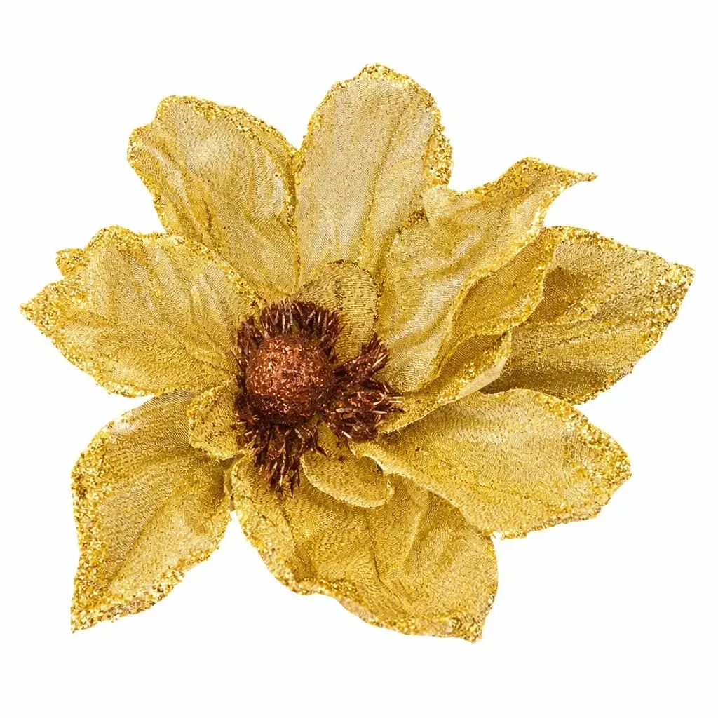 Dekoration künstliche Blume mit Klemme, Creme, 20 cm, Stoff