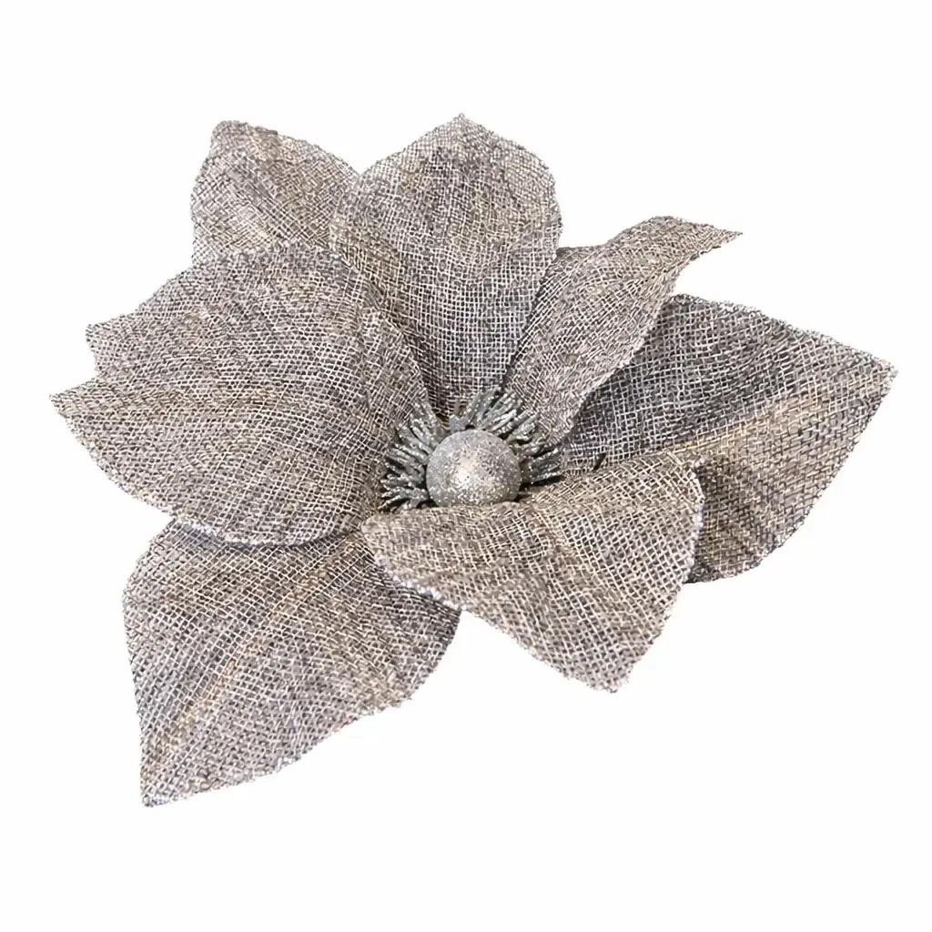 Deko Kunstblume grau 20,5 × 17 cm, Garn