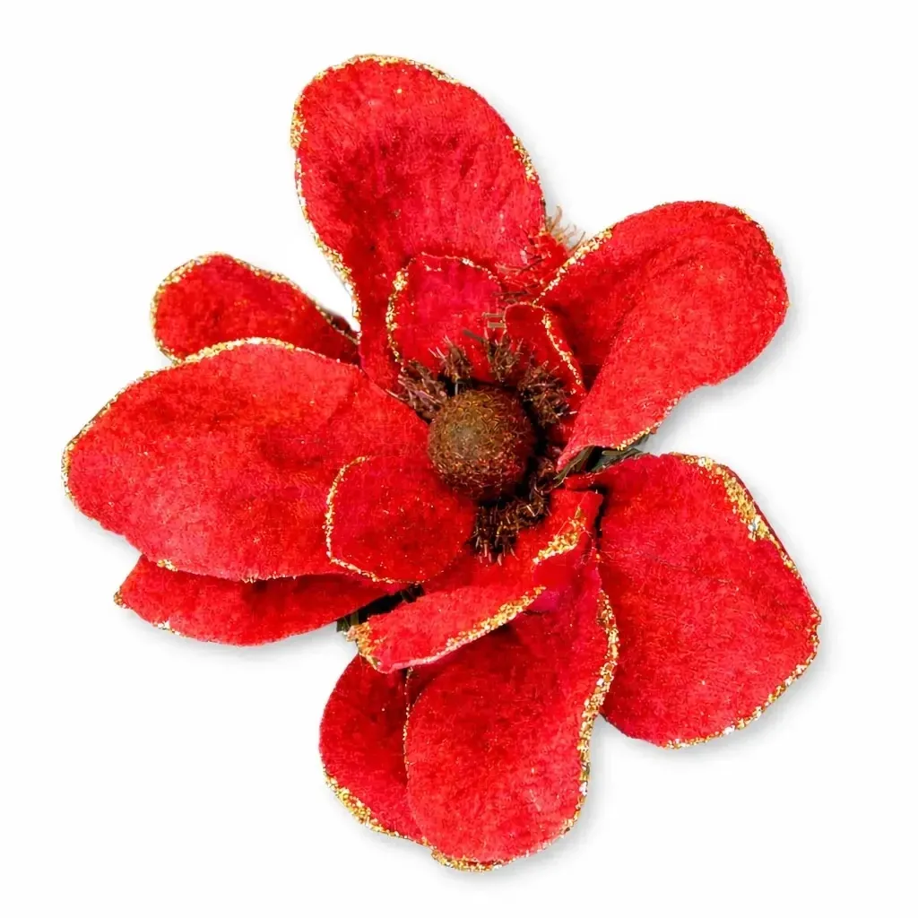 Dekoration künstliche Blume mit Klemme, rot, 20 cm, Stoff