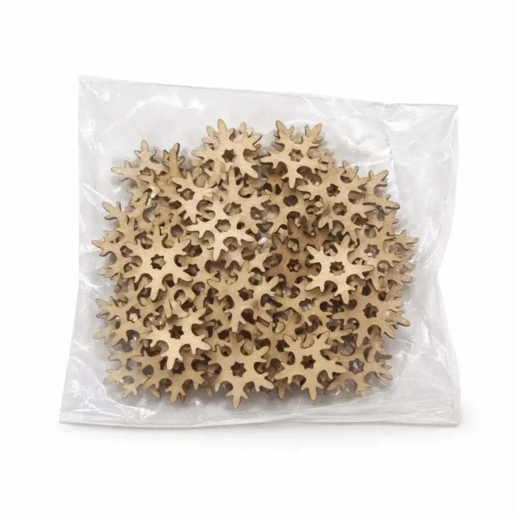 Kleine Holzdekorationen 2 cm, Packung mit 50 Stück