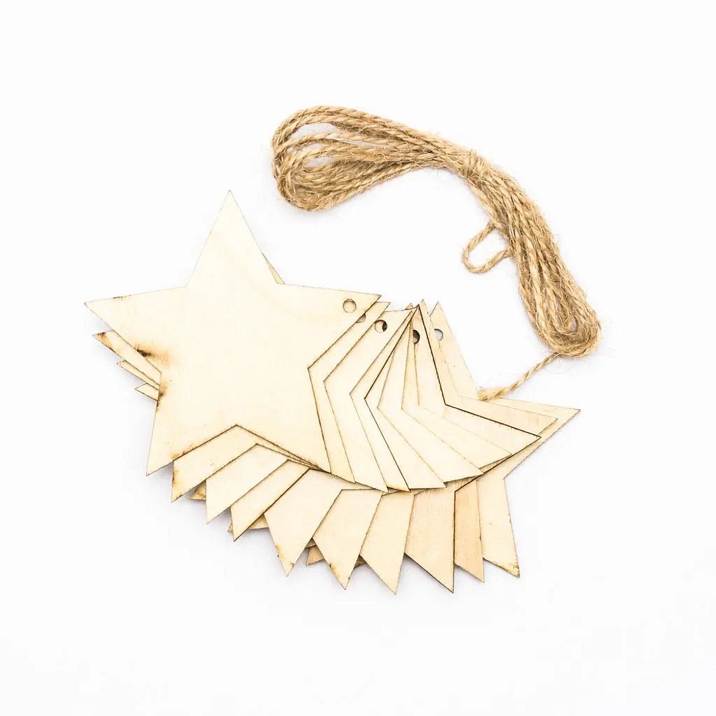 Weihnachtsschmuck aus Holz Stern 8 cm, 10er-Pack