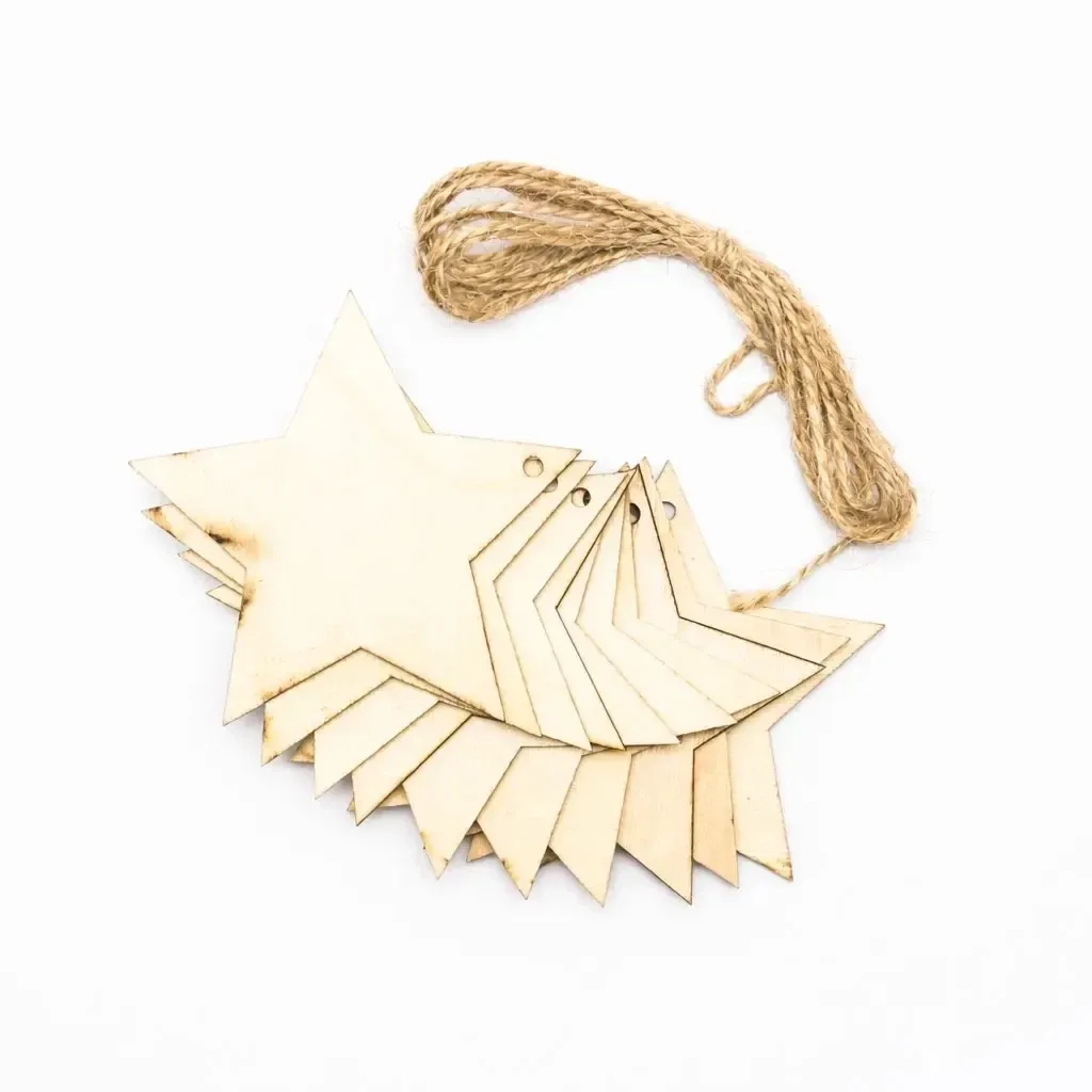 Weihnachtsschmuck aus Holz Stern 8 cm, 10er-Pack