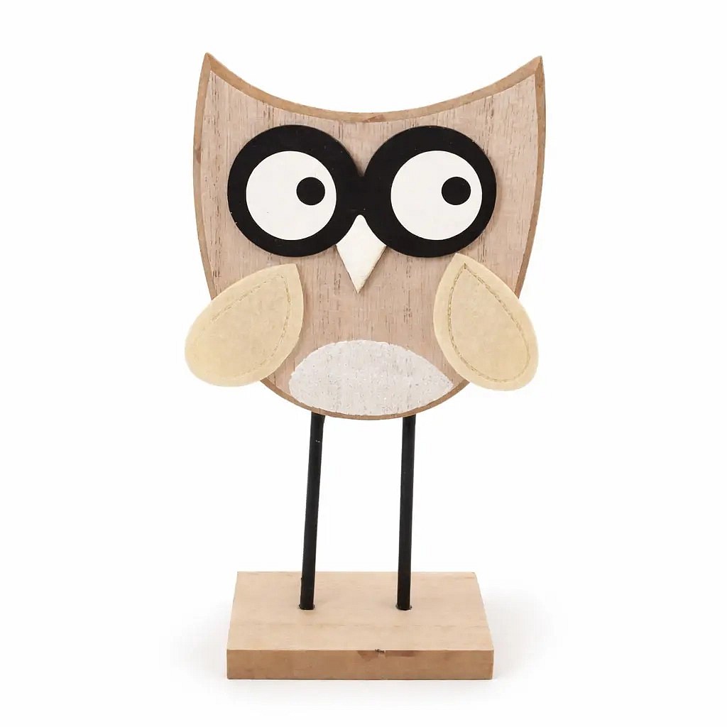 Tischdekoration Eule aus Holz 8,5 × 4 × 16 cm, stehend