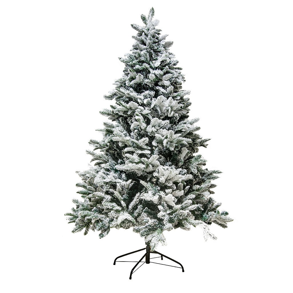 Künstlicher Weihnachtsbaum 180 cm schneeweiß, Fichte Flock mit 2D- und 3D-Nadeln, inkl. Ständer