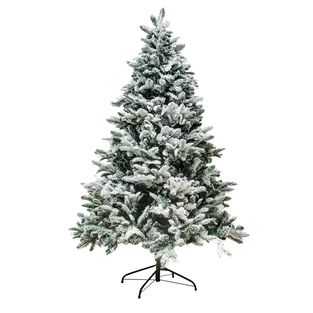 Künstlicher Weihnachtsbaum 180 cm schneeweiß, Fichte Flock mit 2D- und 3D-Nadeln, inkl. Ständer