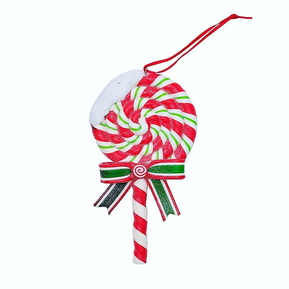 Weihnachts-Lollipop-Ornament, 7 × 13 cm, hängend, Kunststoff, rot und weiß, IP44 Outdoor