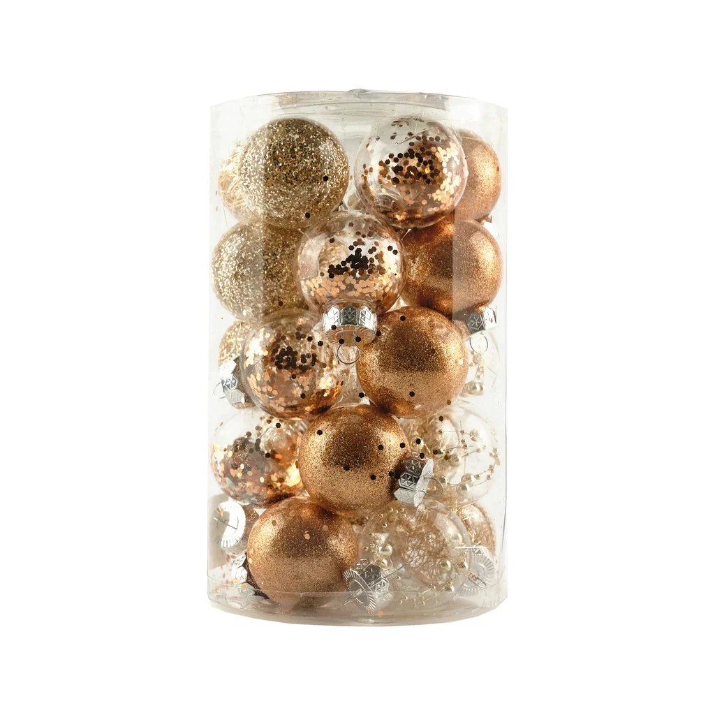 Produktion - Set von Weihnachtsschmuck Bronze 6 cm Kunststoff-Flasche, Packung mit 25 Stück