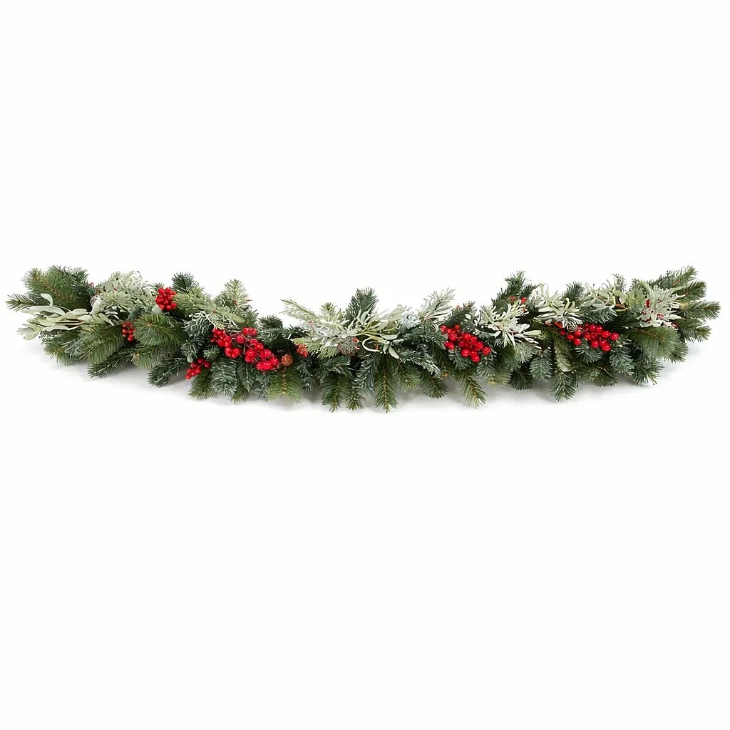 Künstliche 3D-Weihnachtsgirlande aus Tannennadeln, Tannenzapfen und Beeren, 200 × 30 cm