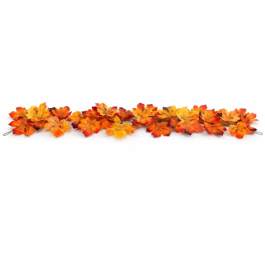 3D künstliche Herbstgirlande Blätter 200 cm, Kunststoff IP 44