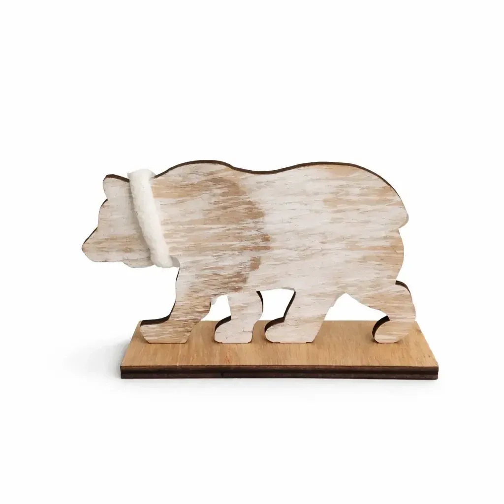 Tischdekorationsbär aus Holz 15,2 × 4 × 9 cm, stehend