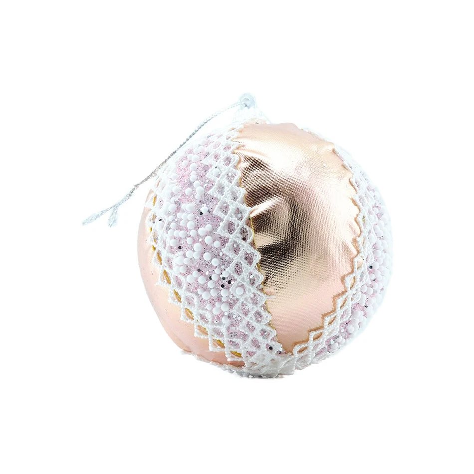 Christbaumschmuck rosa 8 cm, mit Spitzenmuster, var. 2