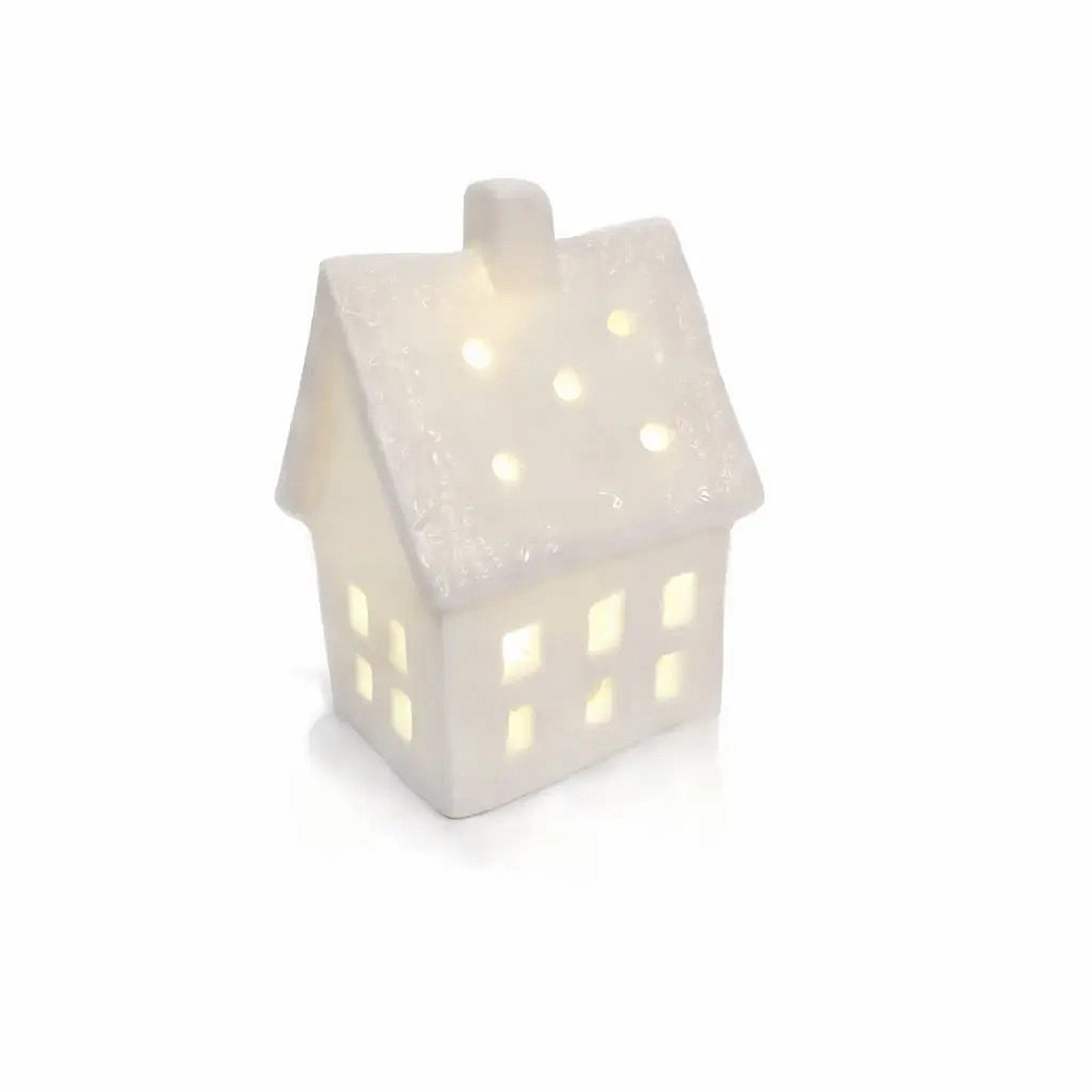 LED-Dekoration Keramikhaus 7 × 6 × 10 cm, warmweiß, 2× LR44