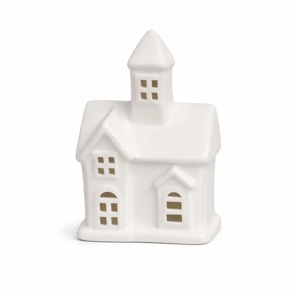 Batteriebetriebene LED-Kirchendekoration 7,5 × 6 × 12 cm, Keramik, LR44, warmweiß