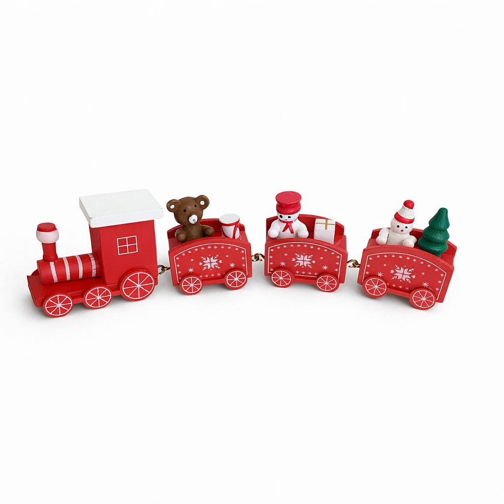 Dekoration Holzzug mit drei Waggons, 22,3 × 7,2 × 2,8 cm, rot