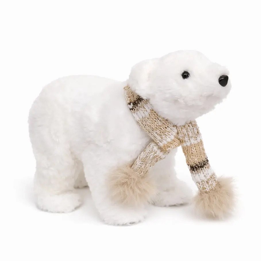 Eisbär Dekoration 30 × 11 × 20 cm, Polystyrol und Plüsch, weiß