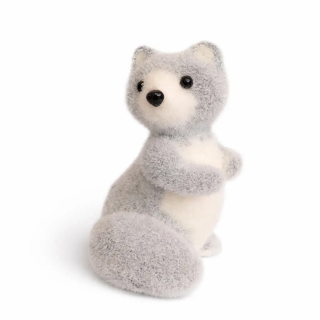Deko-Plüschfuchs 10 × 15,5 × 11 cm, Polystyrol, grau
