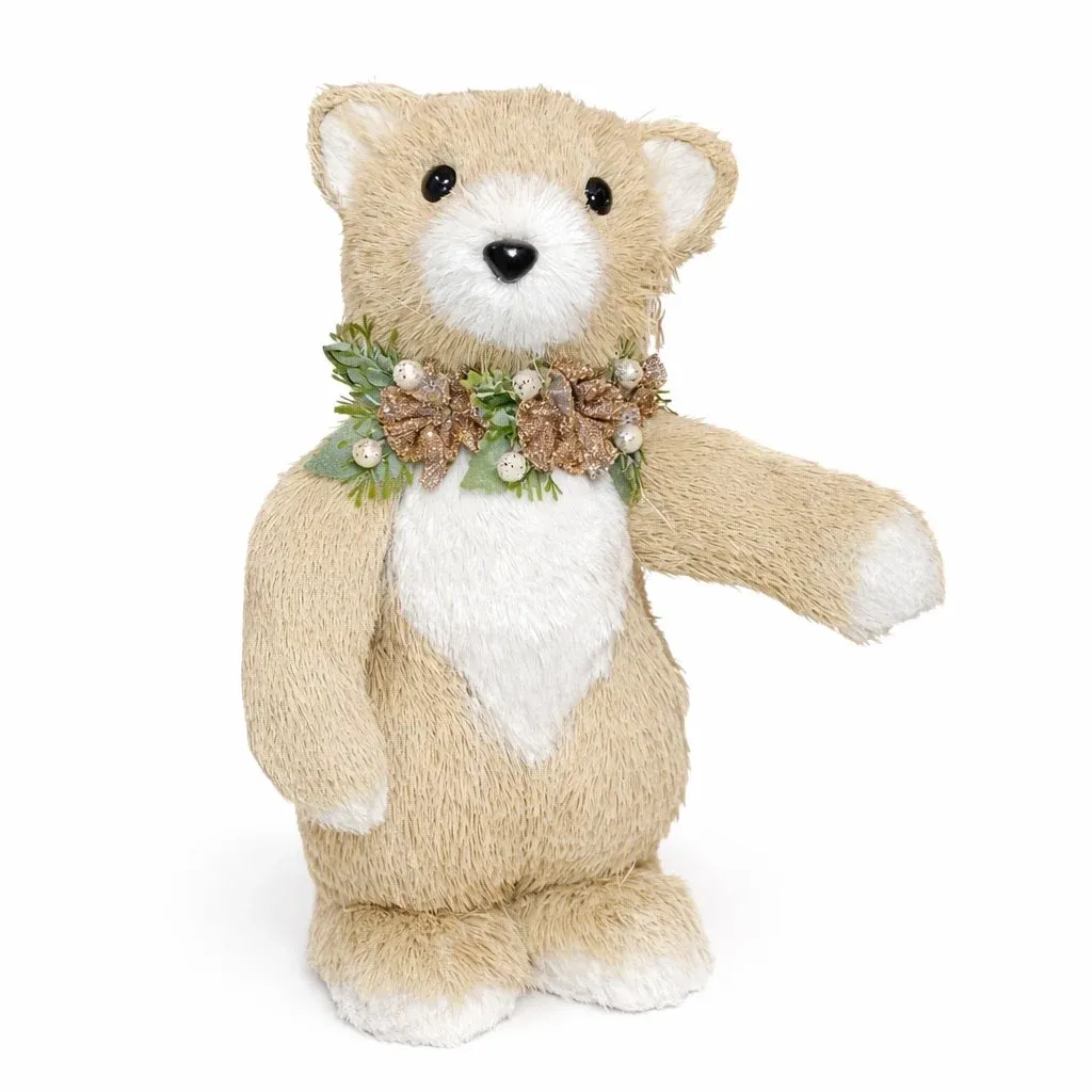 Teddybär Dekoration 20 × 20 × 34 cm, Polystyrol und Plüsch, beige