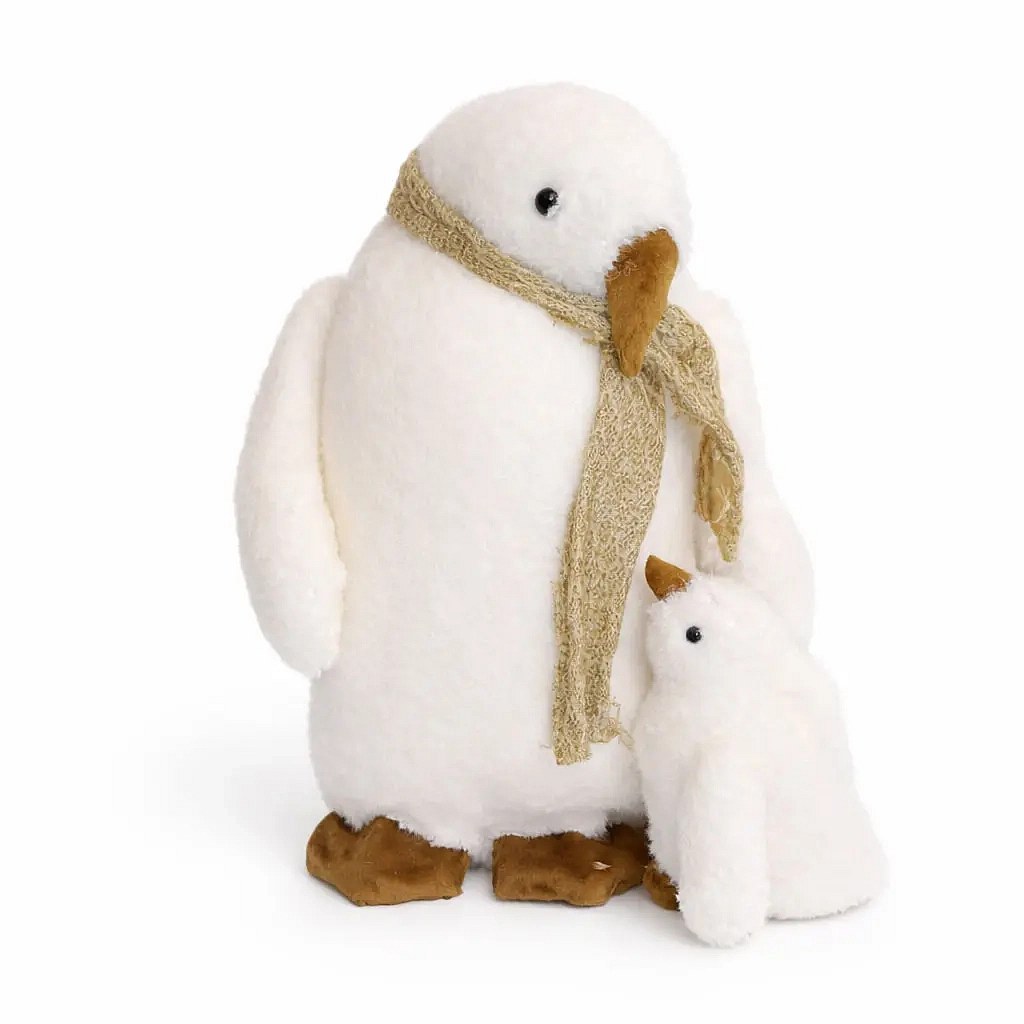 Pinguin Dekoration Plüsch Familie 24 × 16 × 31 cm, Polystyrol, Plüsch, weiß