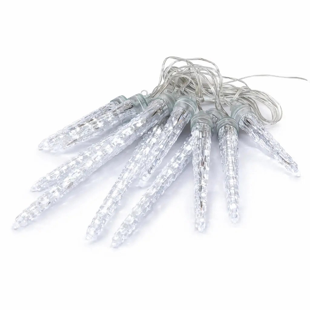 LED-Weihnachtsgirlande für den Innenbereich Eiszapfenlichter 1,6 m eisig weiß fallender Schnee, 10 Stück, klares Kabel IP20