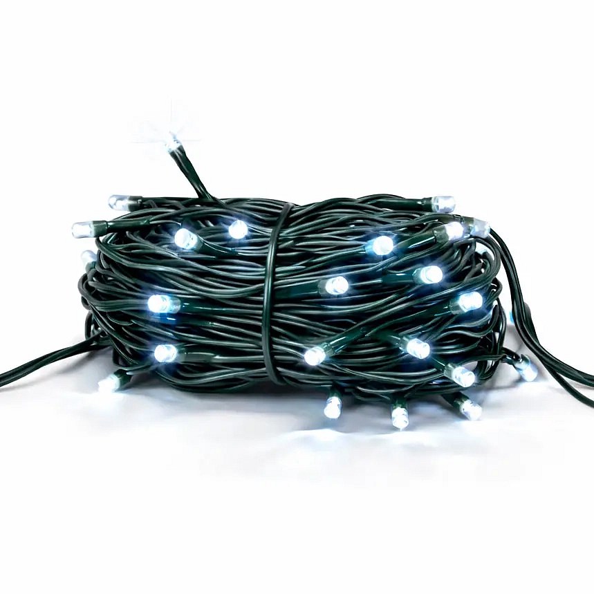 Hobby Line LED-Lichterkette, für den Außenbereich, 4 m, eisweiß, 32 LEDs, dunkelgrünes Kabel, IP44, Verlängerungskabel