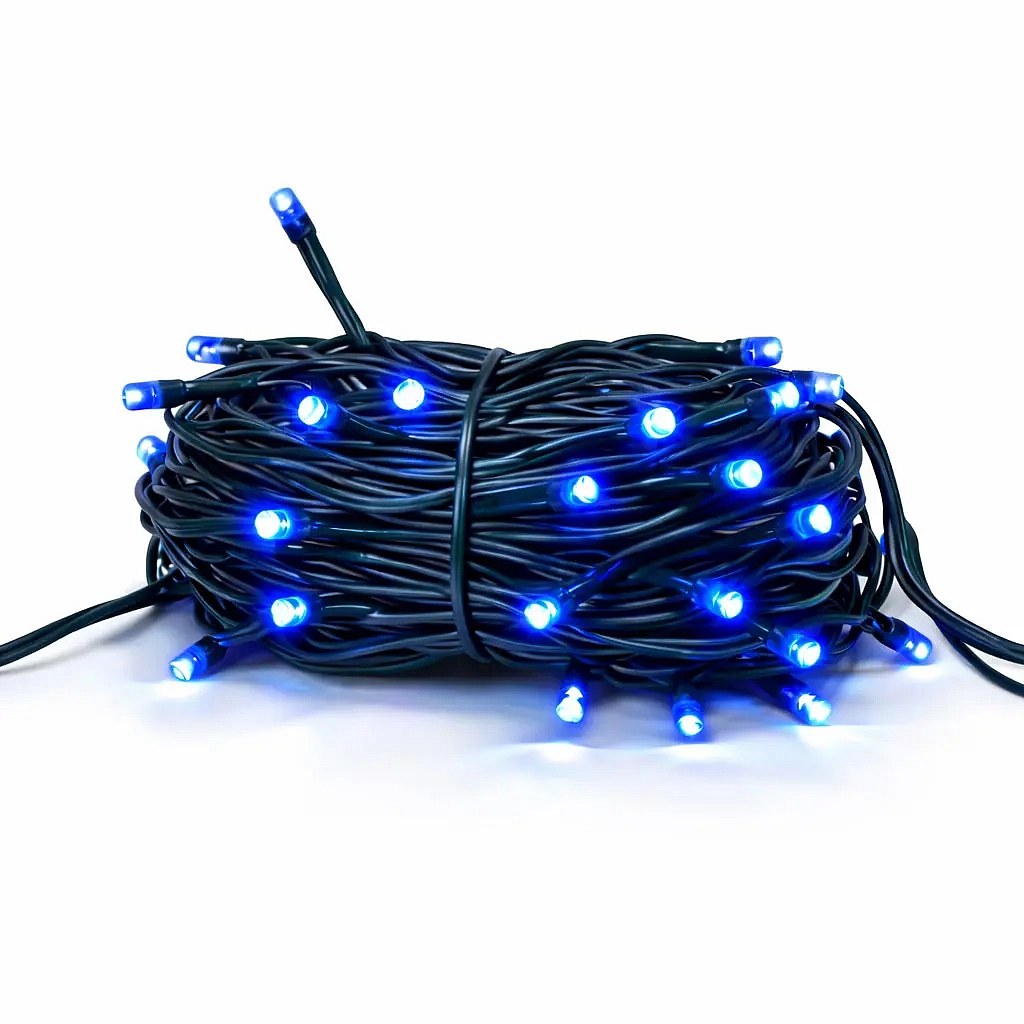 Hobby Line LED-Lichterkette, für den Außenbereich, 4 m, blau, 32 LEDs, dunkelgrünes Kabel, IP44, Verlängerungskabel