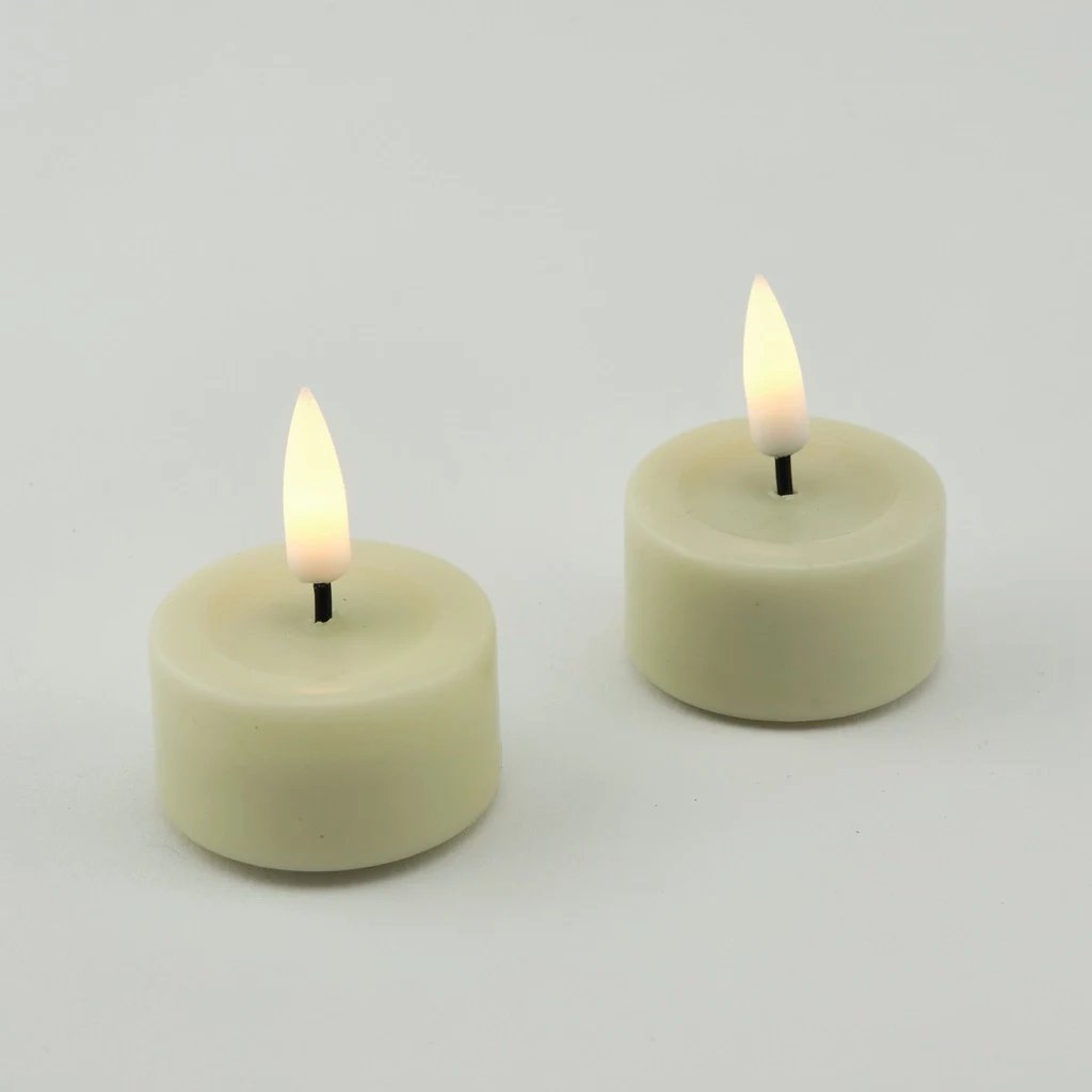 Downloaded LED-Kerze aus echtem Wachs 4,1 x 5 cm, Mandel, 2er-Set