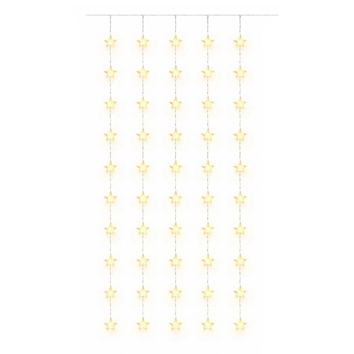 LED-Weihnachtsstern-Lichterkette für das Fenster, 100 × 200 cm, warmweiß, 50 LEDs, transparentes Kabel, IP20 für den Innenbereich, Verlängerungskabel
