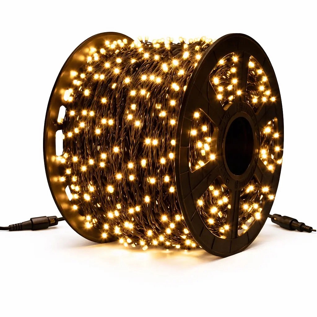 Easy Fix LED-Lichterkette, 100 m, für den Außenbereich, warmweiß, 2000 LEDs, schwarzes Kabel, IP67, Spule