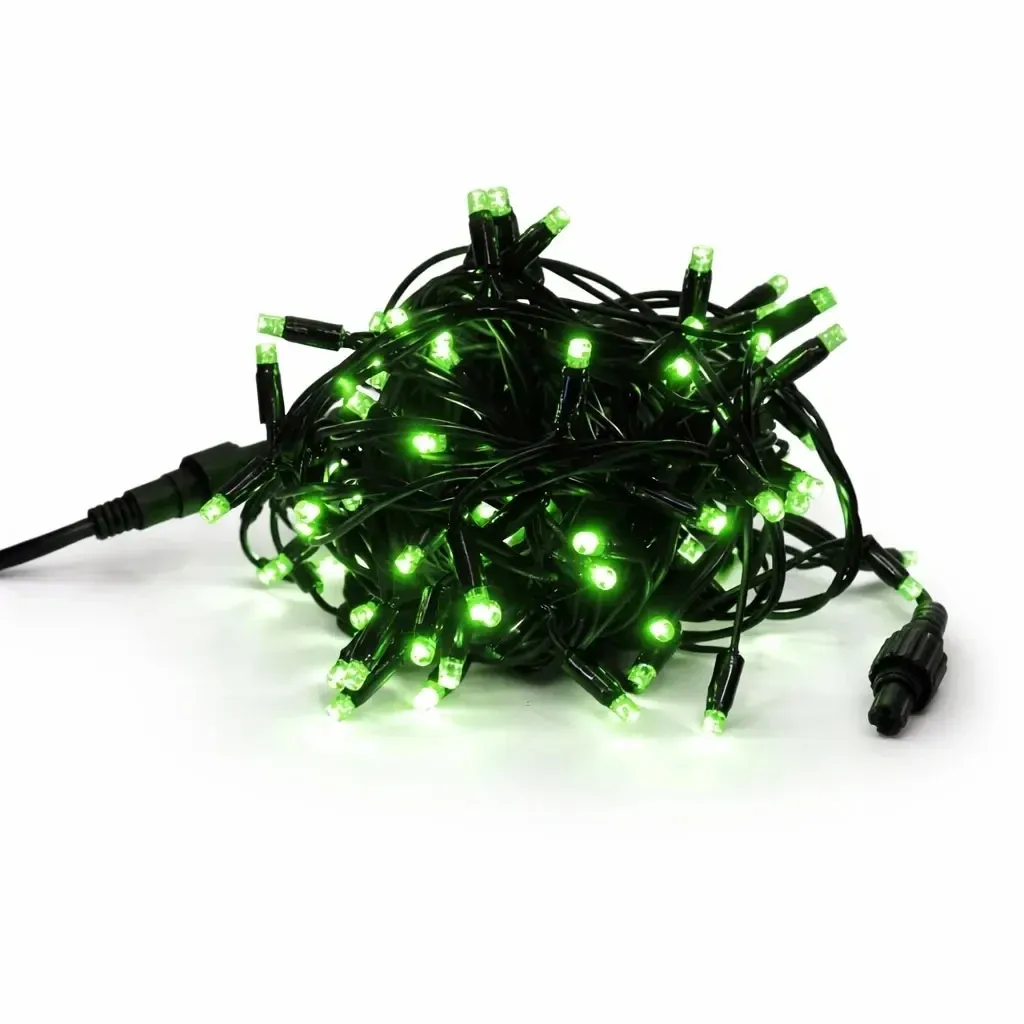 Easy Fix LED-Lichterkette, 5 m, für den Außenbereich, grün, 50 LEDs, schwarzes Kabel, IP44