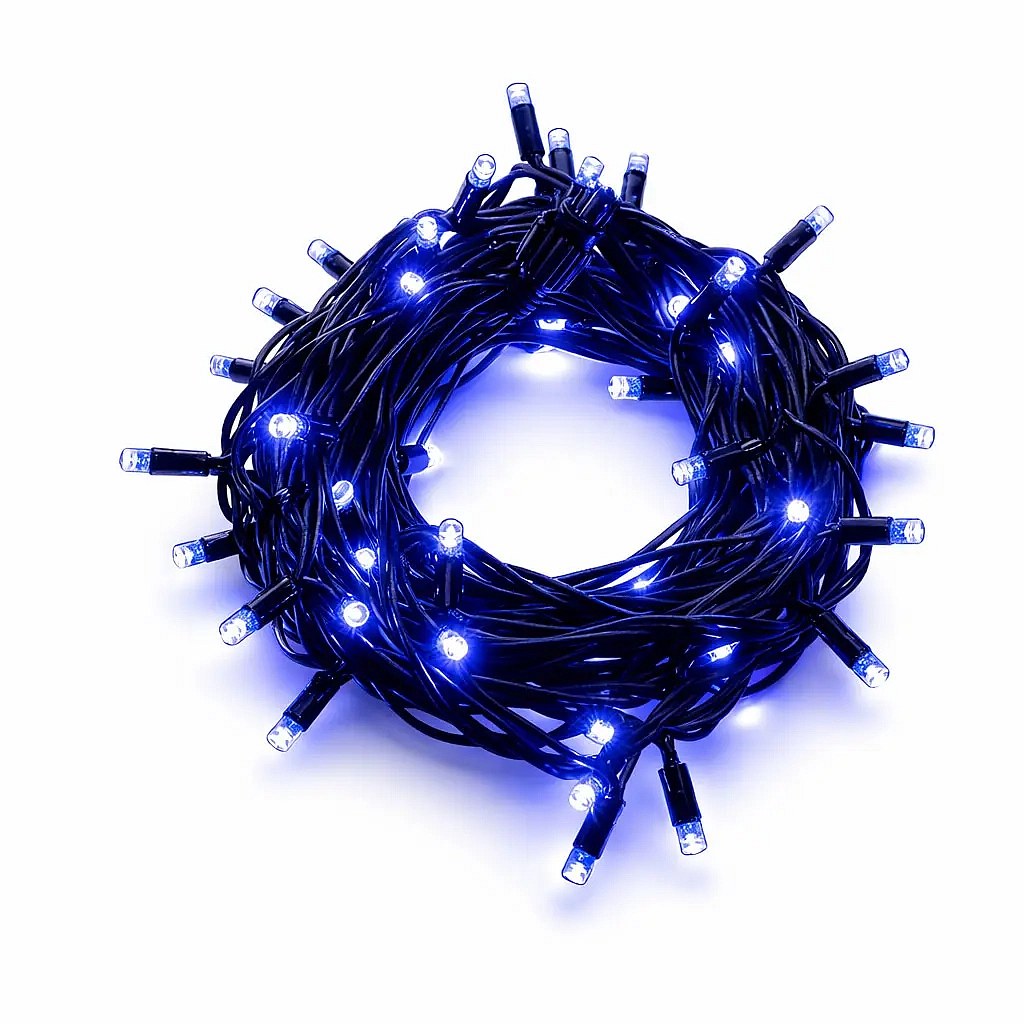 Easy fix LED-Lichterkette Outdoor 5 m blau, 50 Dioden, schwarzes Kabel IP67, Verlängerung