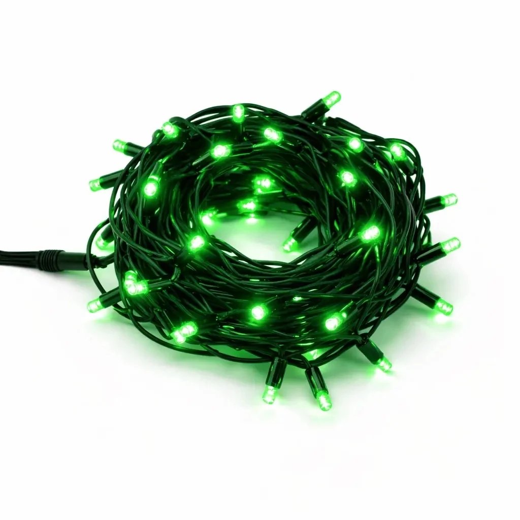 Easy Fix LED-Lichterkette, 5 m, für den Außenbereich, grün, 50 LEDs, schwarzes Kabel, IP67